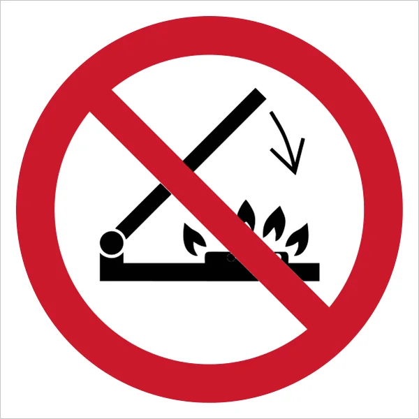 ISO 7010 P073 Do not shut lid when burners are operating sign — Prohibition safety pictogram