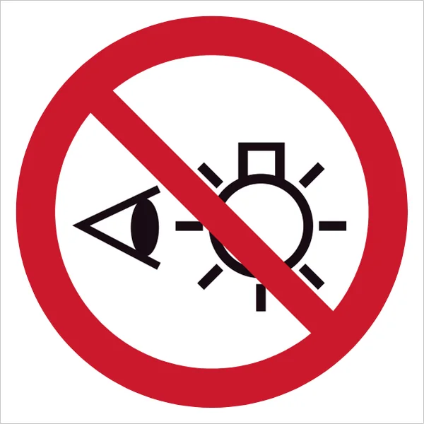 ISO 7010 P075 Do not stare at light source sign — Prohibition safety pictogram