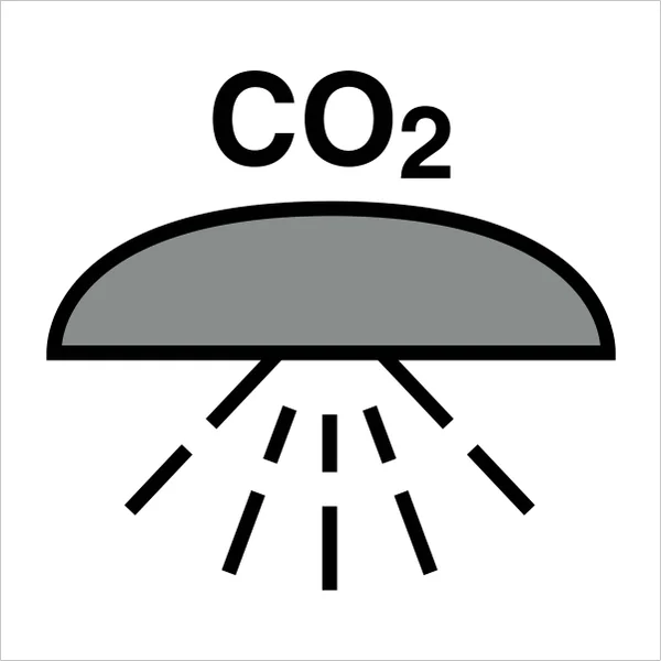 ISO 24409-2 SIS046 Space or group of spaces protected by a CO2 fire-extinguishing system sign — Fire Control Plan (ISO 17631) safety pictogram