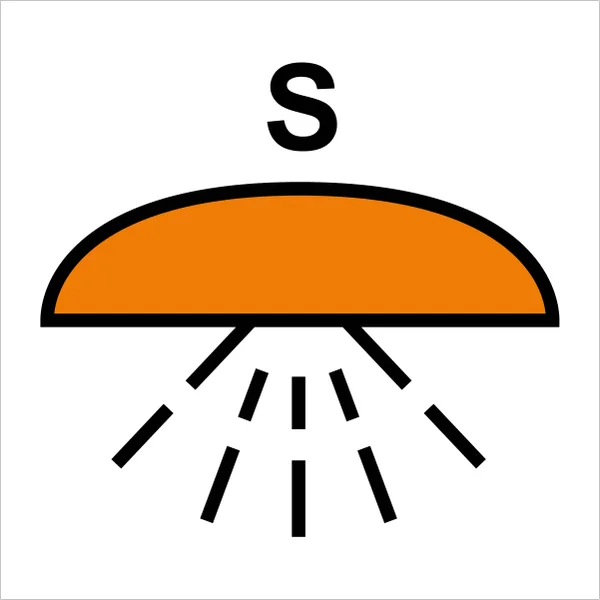 ISO 24409-2 SIS047 Space or group of spaces protected by a sprinkler or high-pressure water fire-extinguishing system sign — Fire Control Plan (ISO 17631) safety pictogram