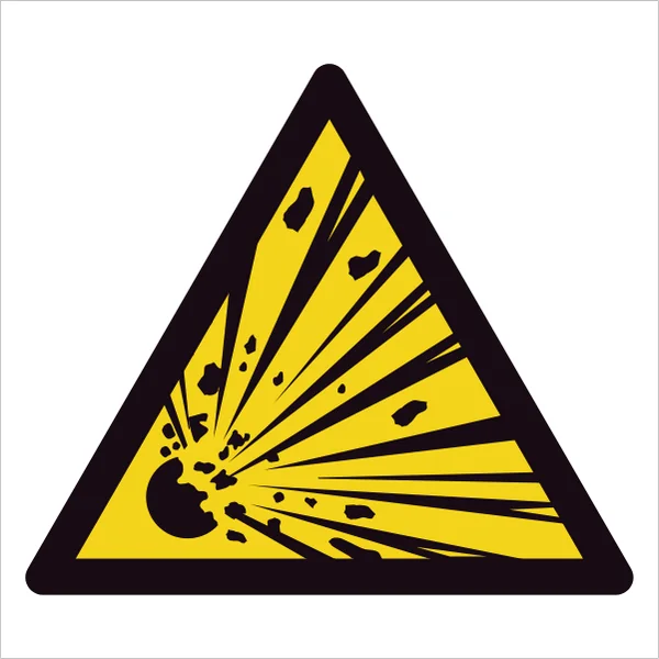ISO 7010 W002 Explosive material sign — Warning / Hazard safety pictogram