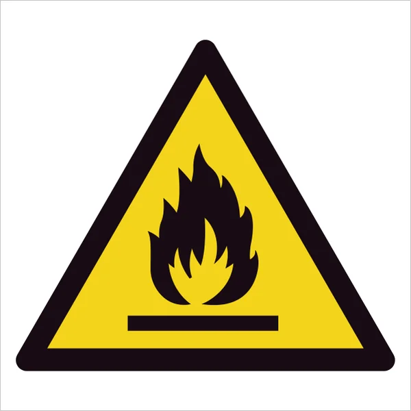 ISO 7010 W021 Flammable material sign — Warning / Hazard safety pictogram
