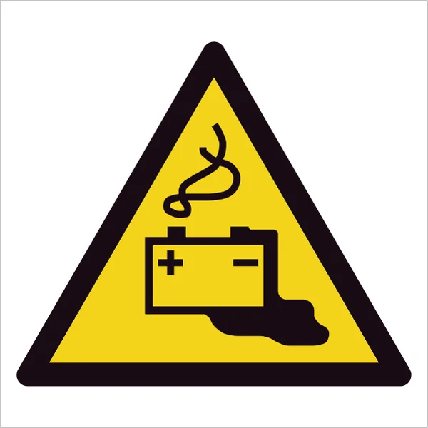 ISO 7010 W026 Battery charging sign — Warning / Hazard safety pictogram