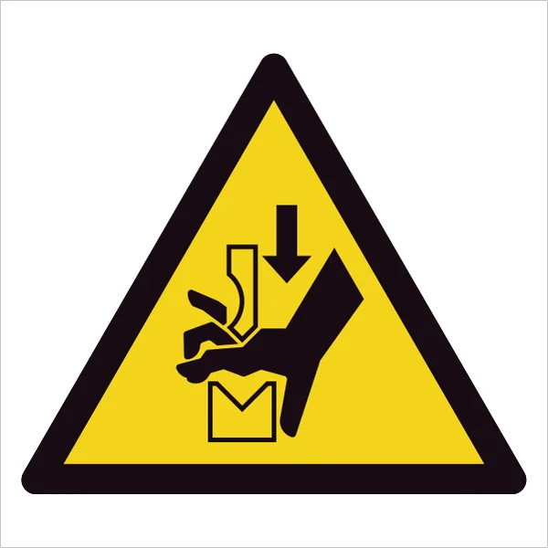 ISO 7010 W030 Hand crushing between press brake tool sign — Warning / Hazard safety pictogram