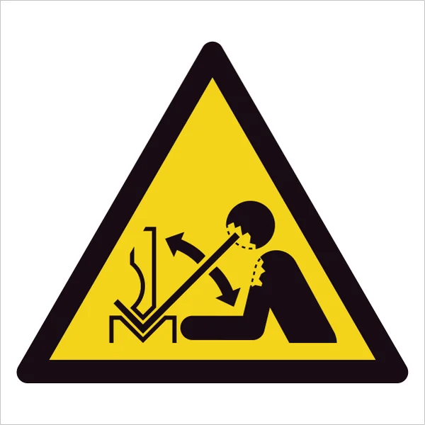 ISO 7010 W032 Rapid movement of workpiece in press brake sign — Warning / Hazard safety pictogram