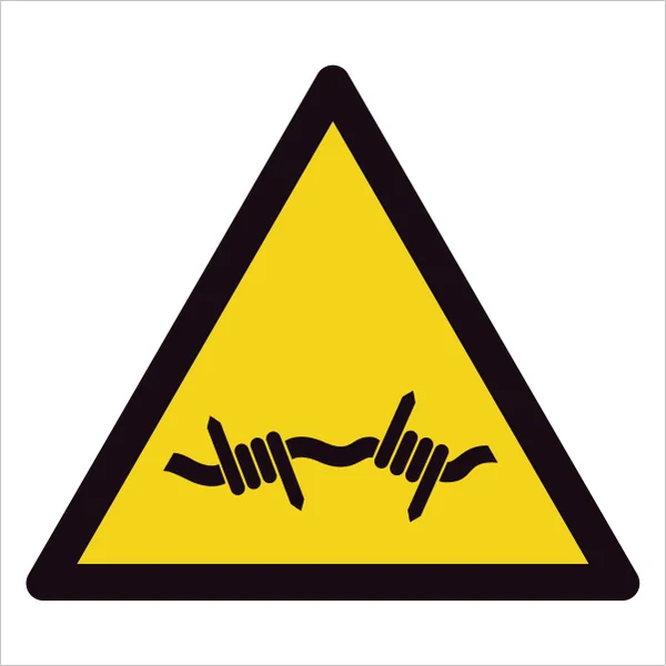 ISO 7010 W033 Barbed wire sign — Warning / Hazard safety pictogram