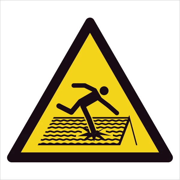 ISO 7010 W036 Fragile roof sign — Warning / Hazard safety pictogram