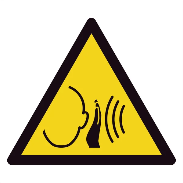 ISO 7010 W038 Sudden loud noise sign — Warning / Hazard safety pictogram
