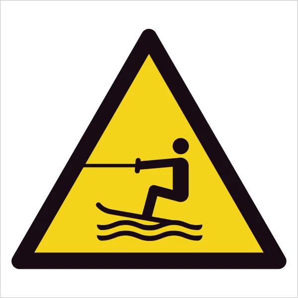 ISO 7010 W045 Towed water activity area sign — Warning / Hazard safety pictogram
