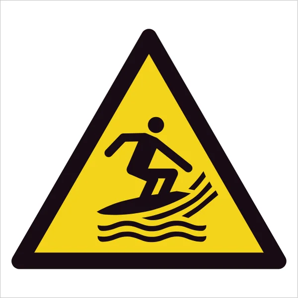 ISO 7010 W046 Surf craft area sign — Warning / Hazard safety pictogram