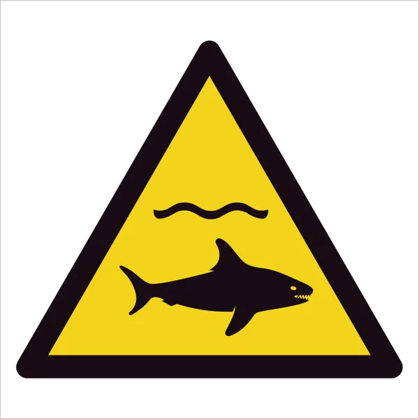 ISO 7010 W054 Shark sign — Warning / Hazard safety pictogram