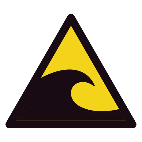 ISO 7010 W056 Tsunami hazard zone sign — Warning / Hazard safety pictogram
