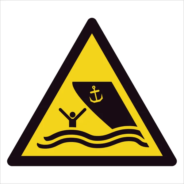ISO 7010 W058 Boating area sign — Warning / Hazard safety pictogram