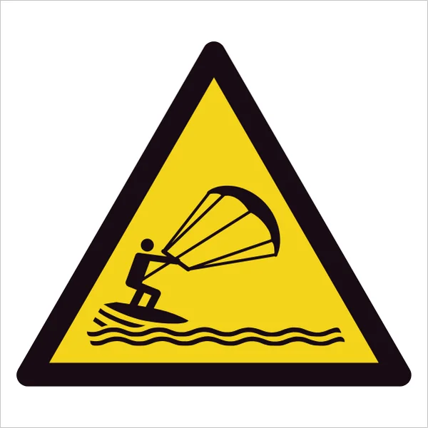 ISO 7010 W062 Kite surfing sign — Warning / Hazard safety pictogram