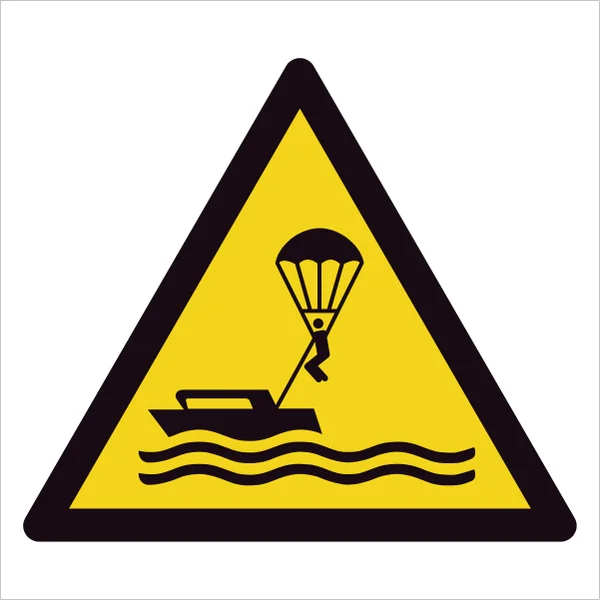 ISO 7010 W063 Parasailing sign — Warning / Hazard safety pictogram