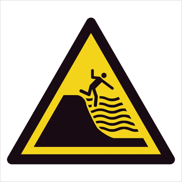 ISO 7010 W066 Deep shelving beach sign — Warning / Hazard safety pictogram