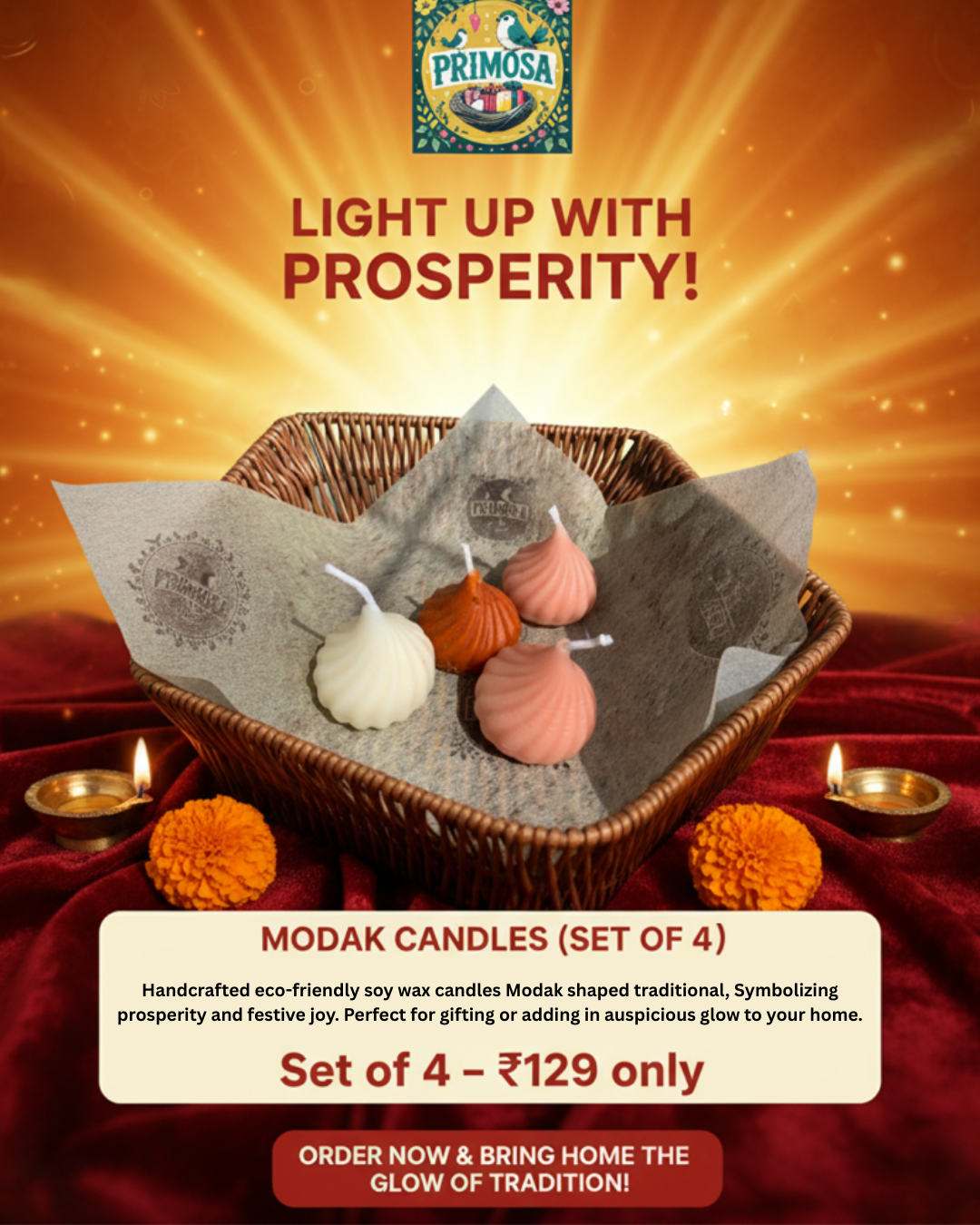 Scented Modak Candles (Set of 4) | Primosa