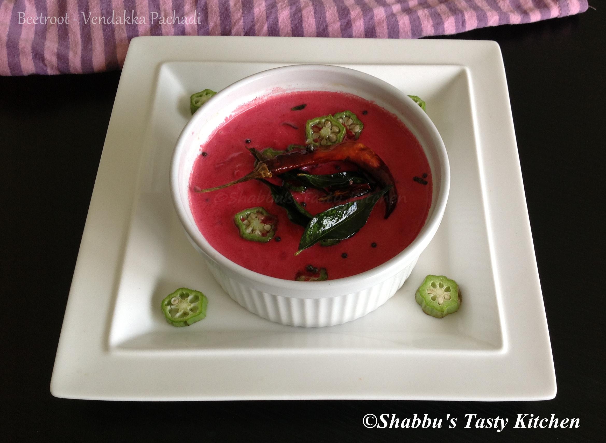 beetroot-vendakka-okra-pachadi