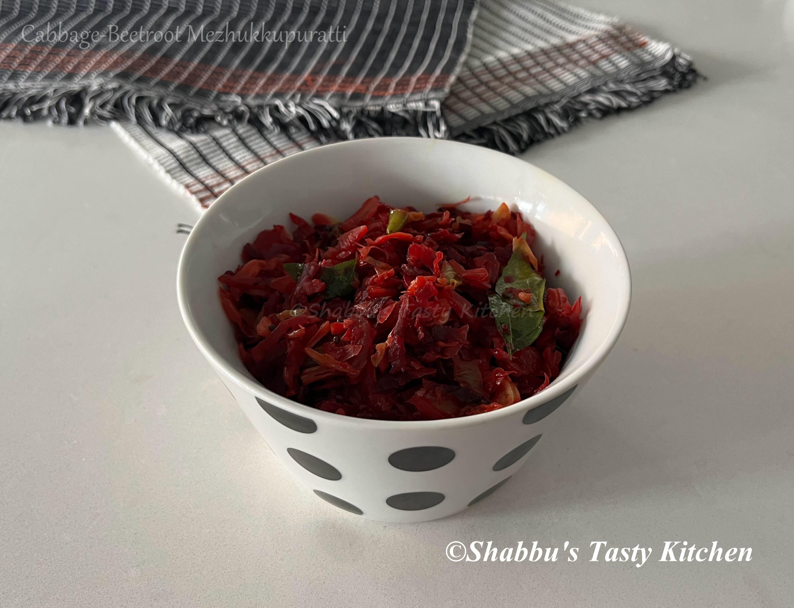 cabbage-beetroot-mezhukkupuratti-stir-fry