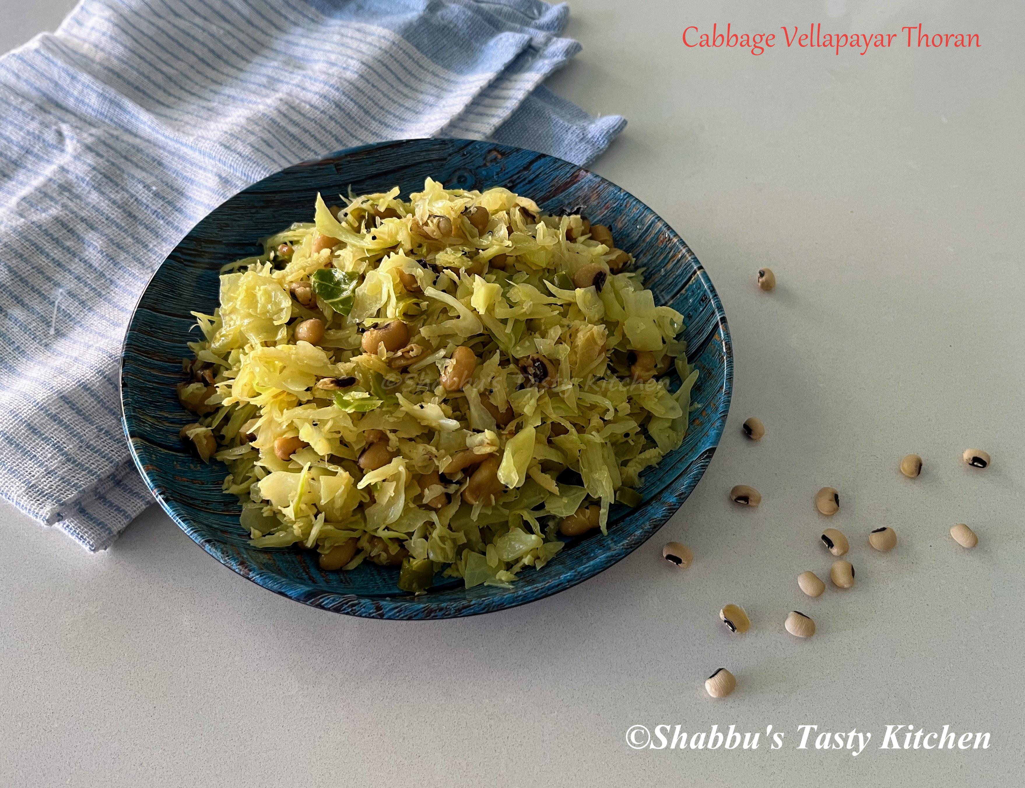 cabbage-vellapayar-black-eyed-beans-thoran