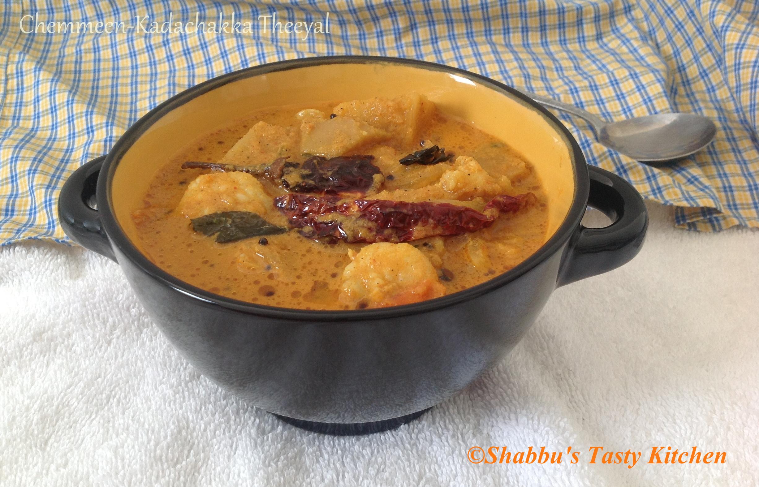 chemmeen-kadachakka-theeyal-prawns-and