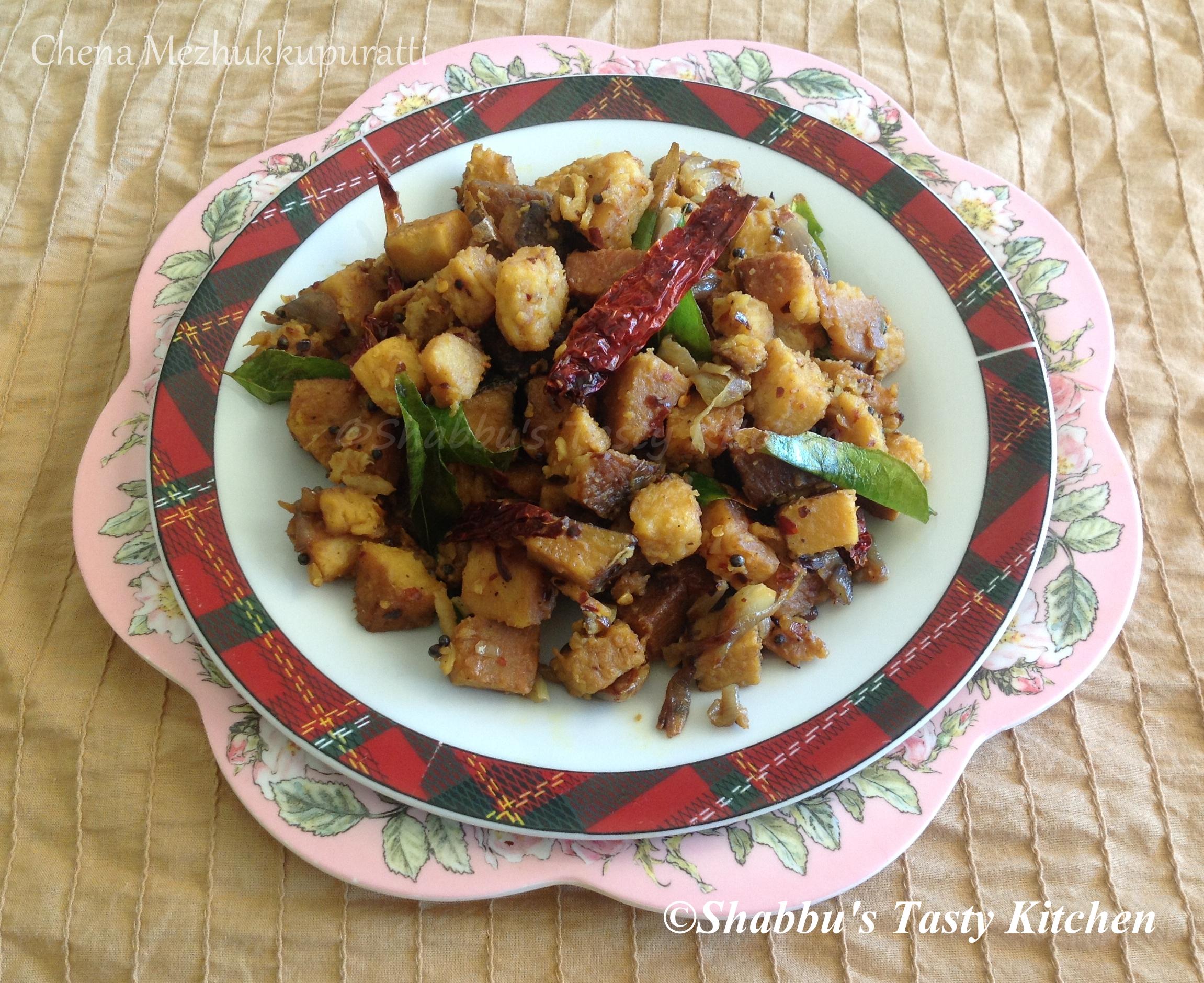 chena-mezhukkupuratti-yam-stir-fry