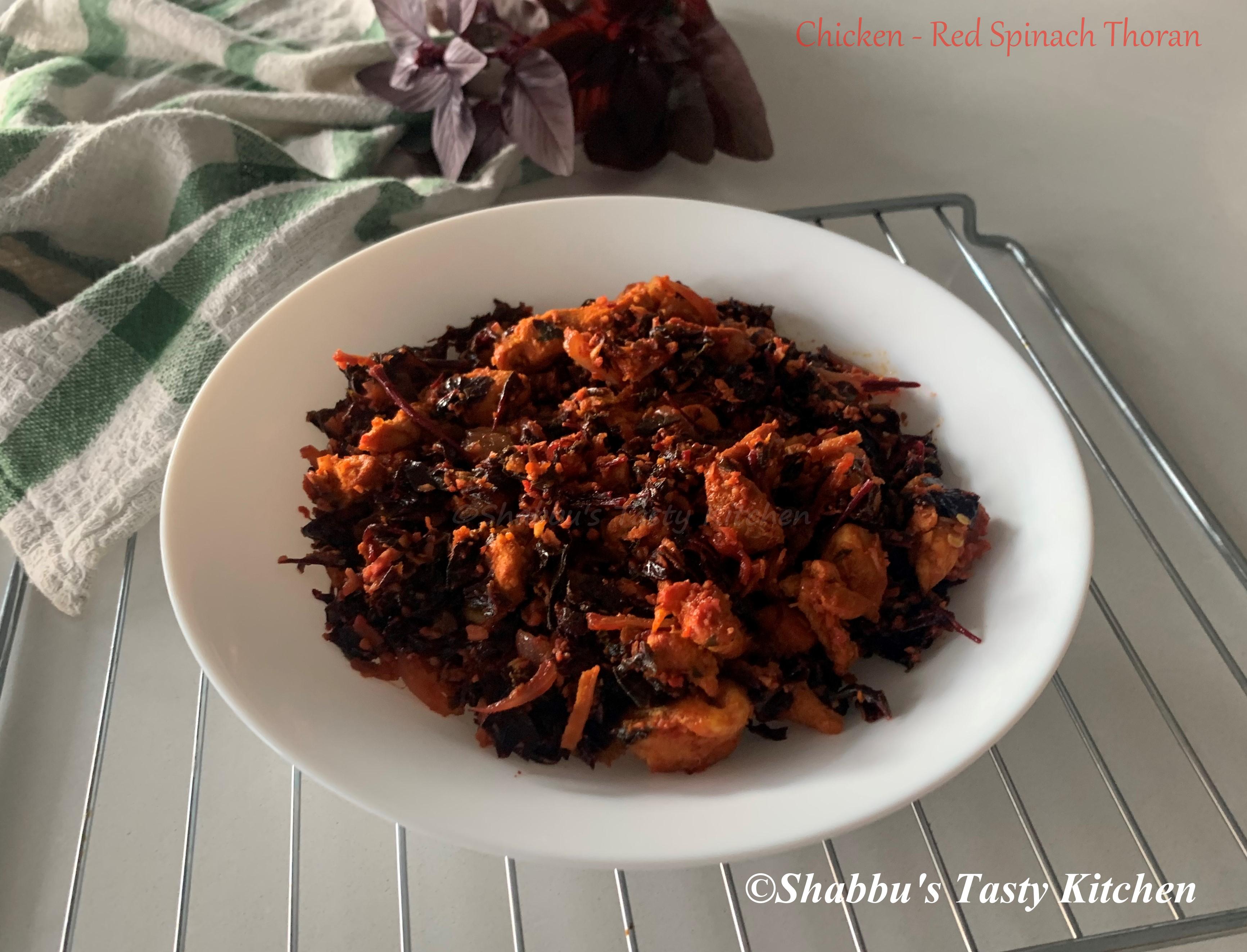chicken-red-spinach-leaves-cheerayila-thoran
