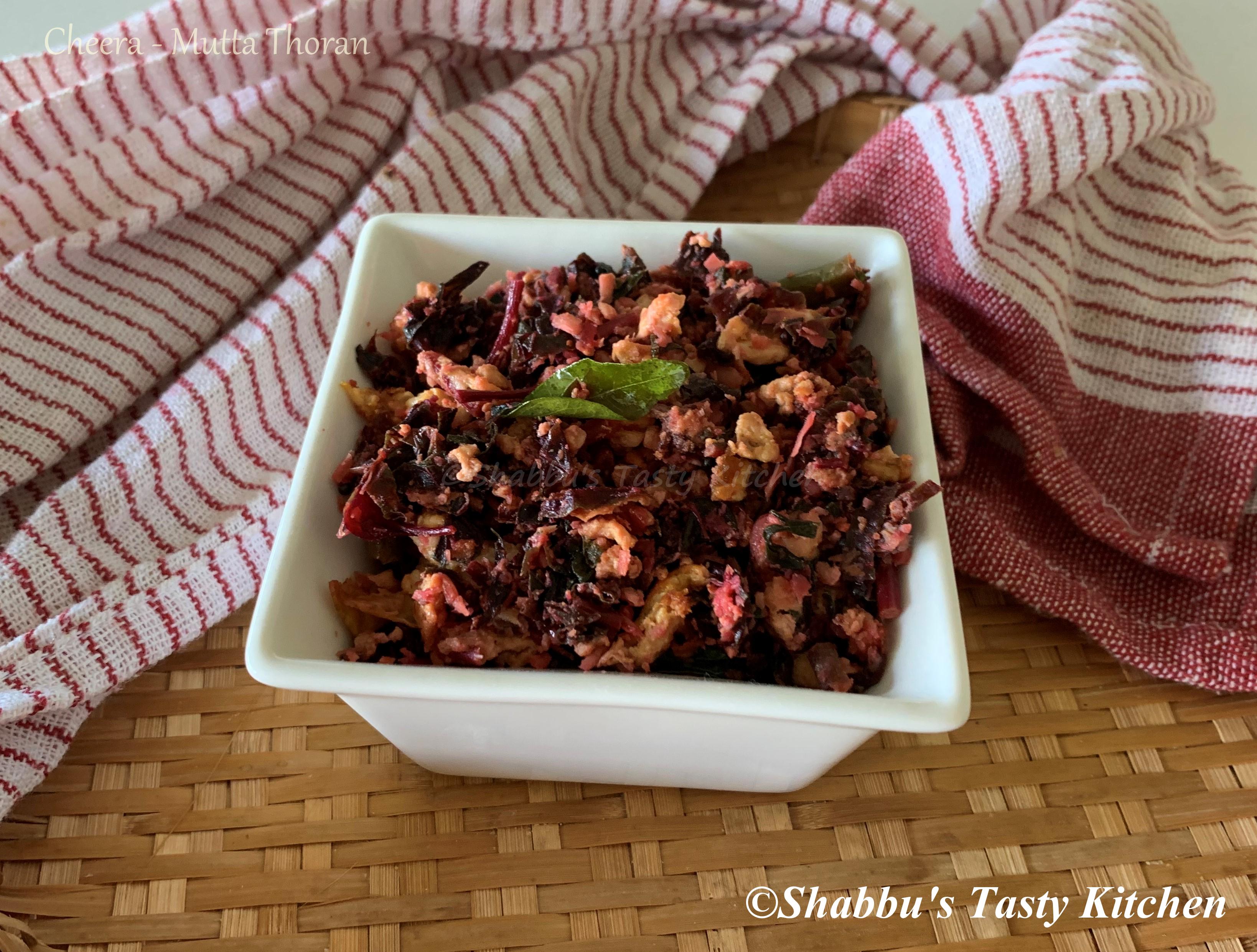 red-spinach-egg-thoran-chuvanna-cheera-mutta-thoran