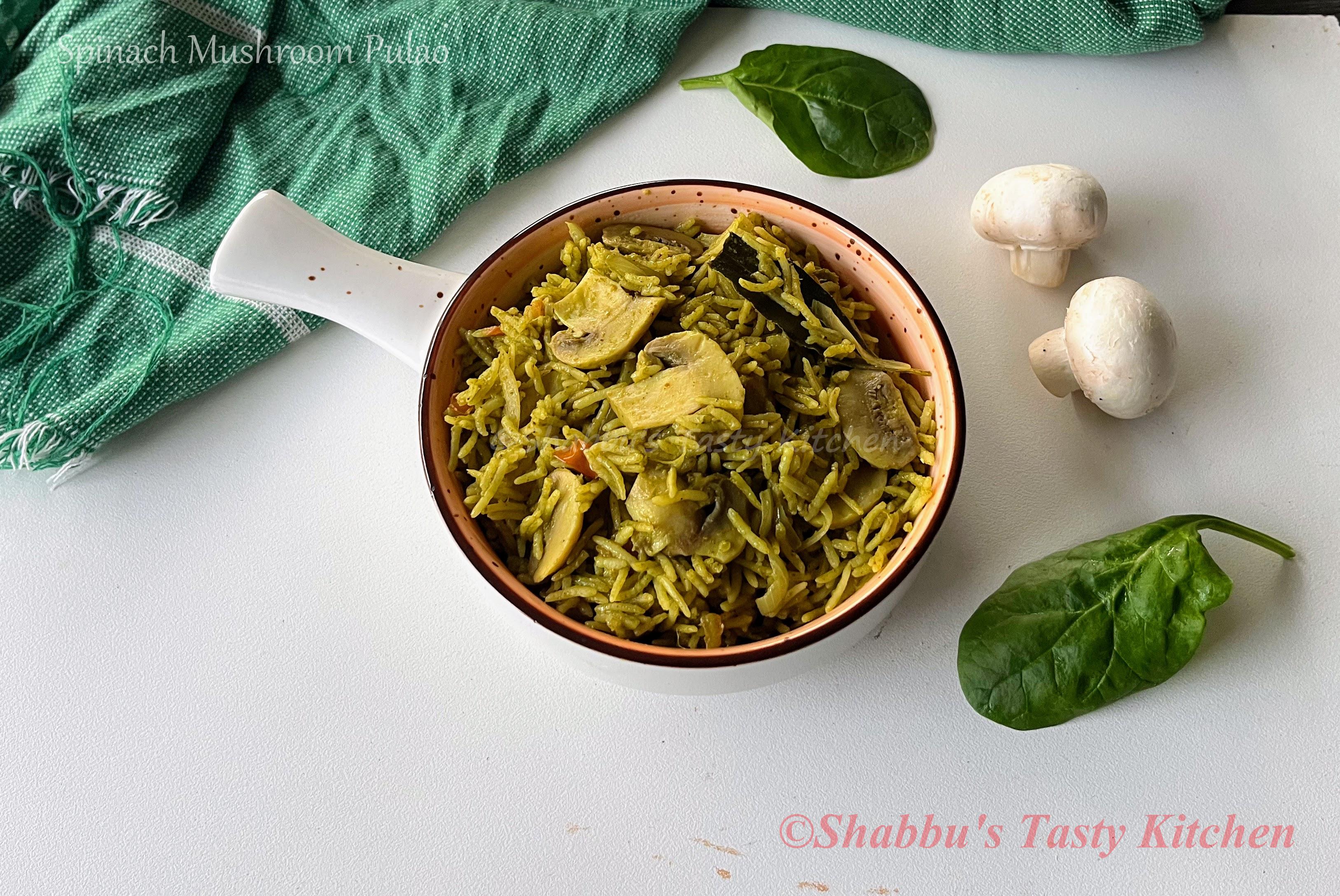 spinach-mushroom-pulao
