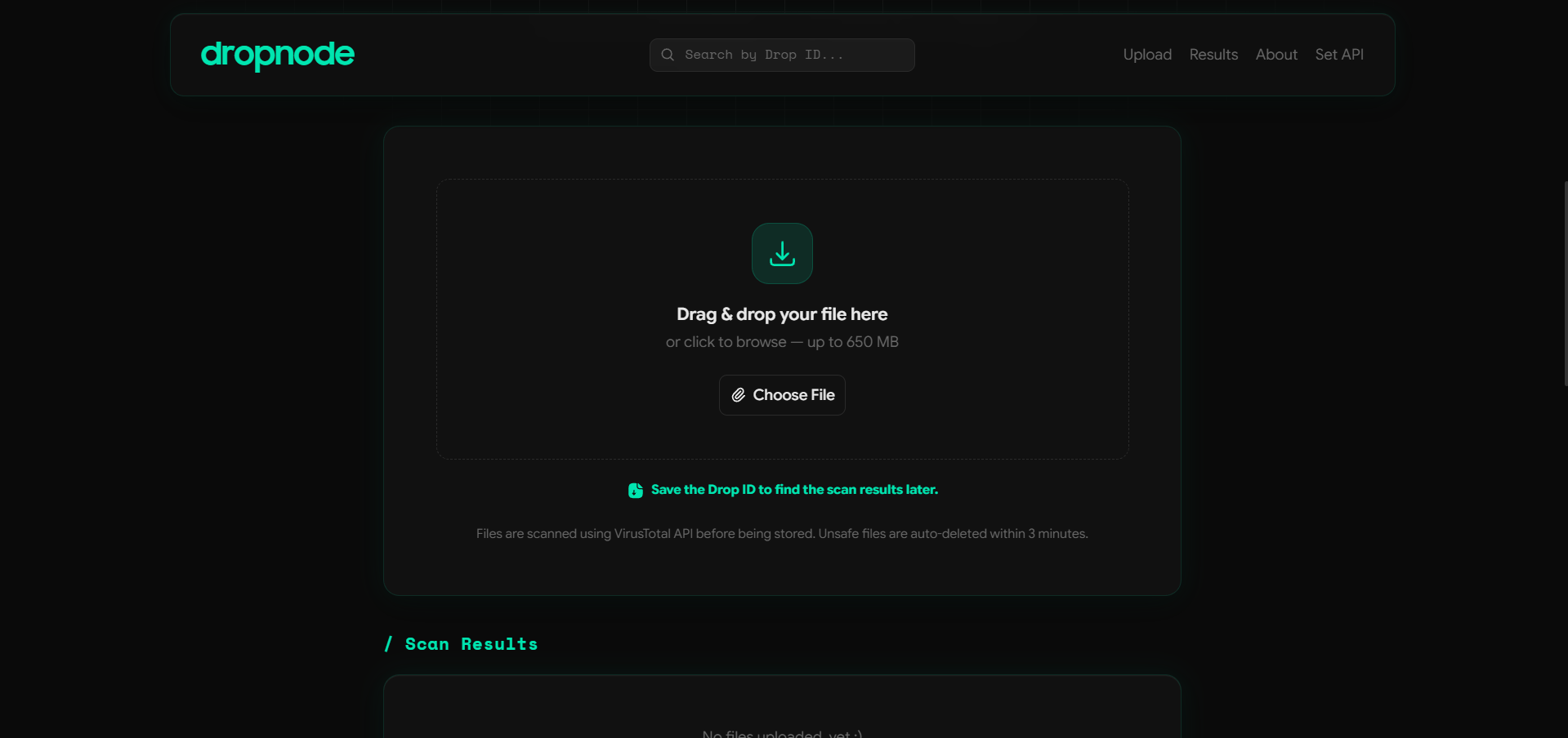 Screenshot 2 — Drop area