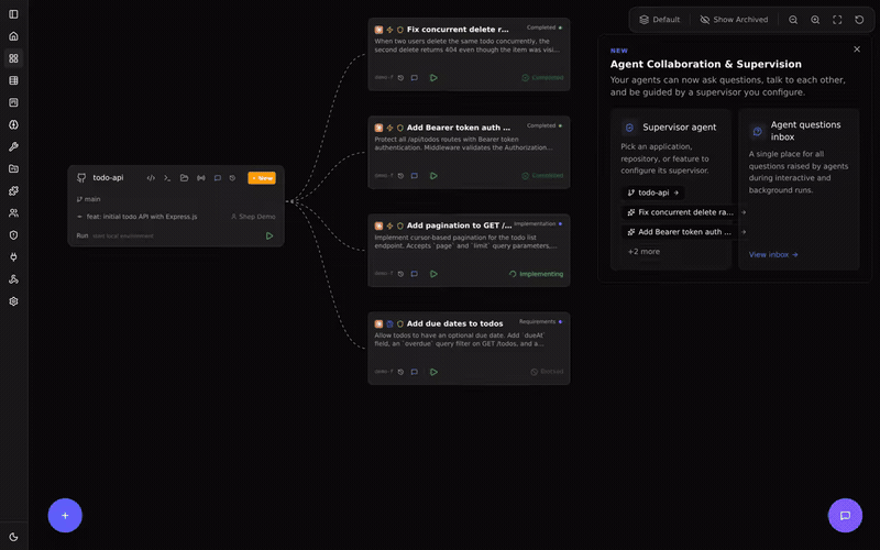 Shep spinning up parallel agents in isolated git worktrees and opening a pull request