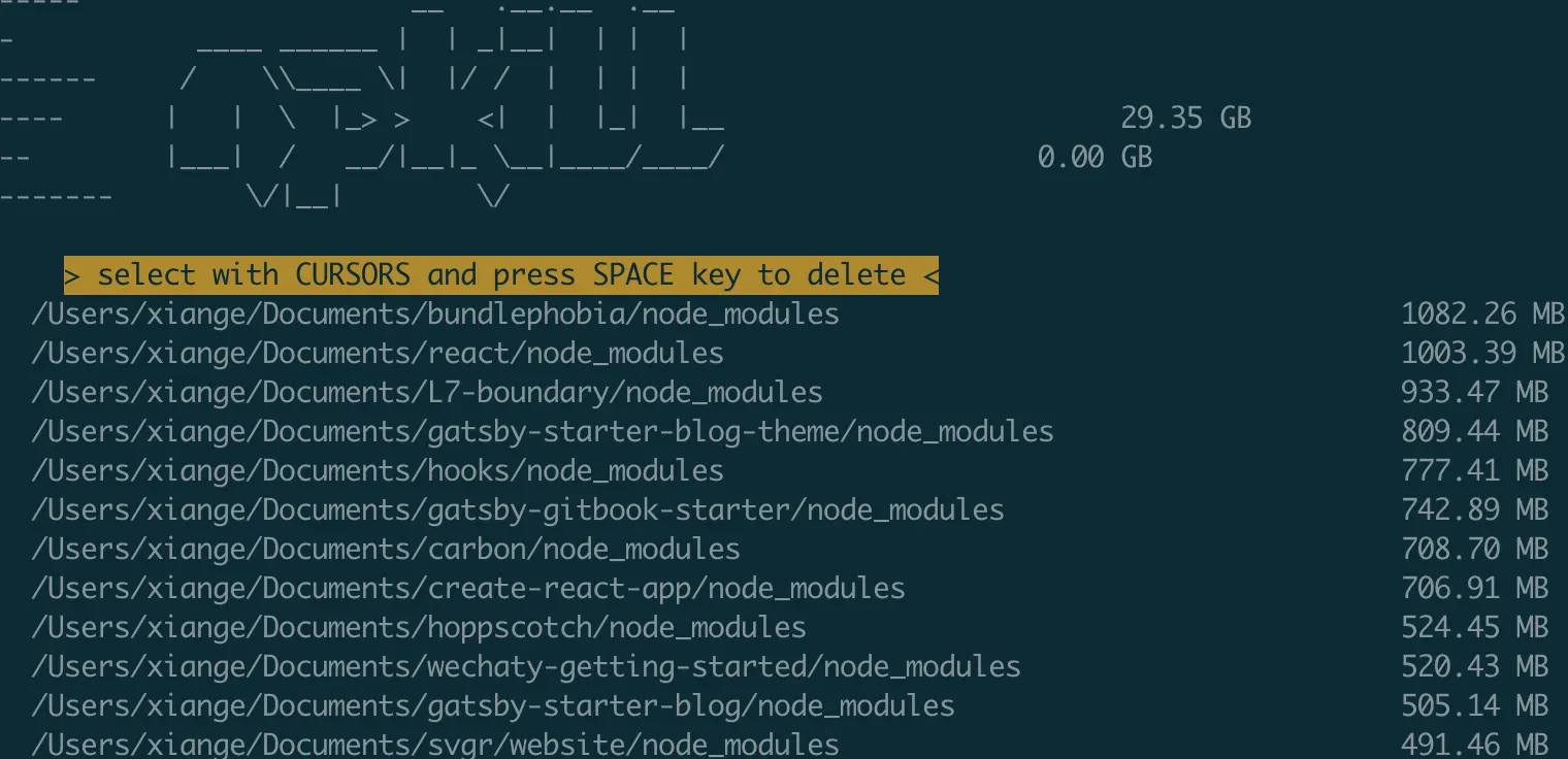 npkill 可列出所有 node_modules 体积