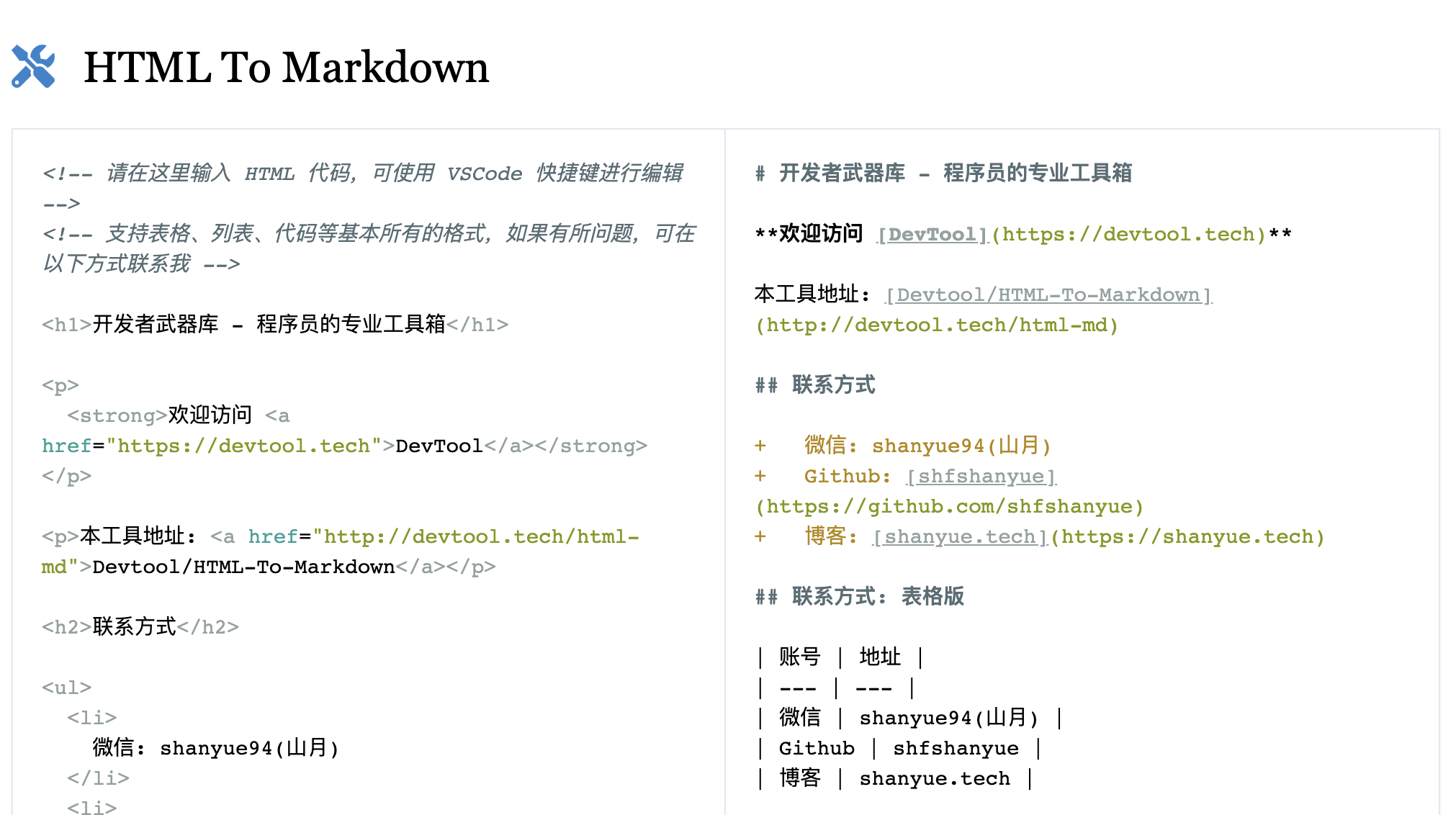 HTML To Markdown 网页版