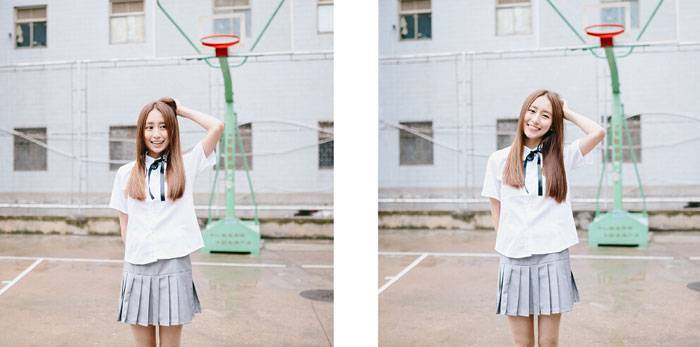 白皙养眼美女制服清新写真（14）