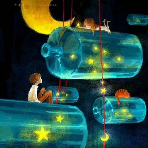 略显梦幻的唯美人物插画图片