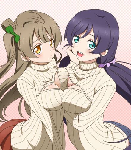 二次元高领开胸毛衣美少女美图二（15）