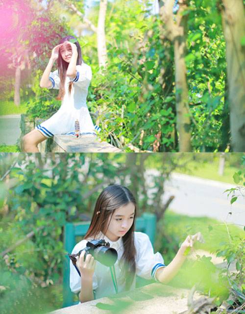 白皙素颜少女户外小清新写真（4）