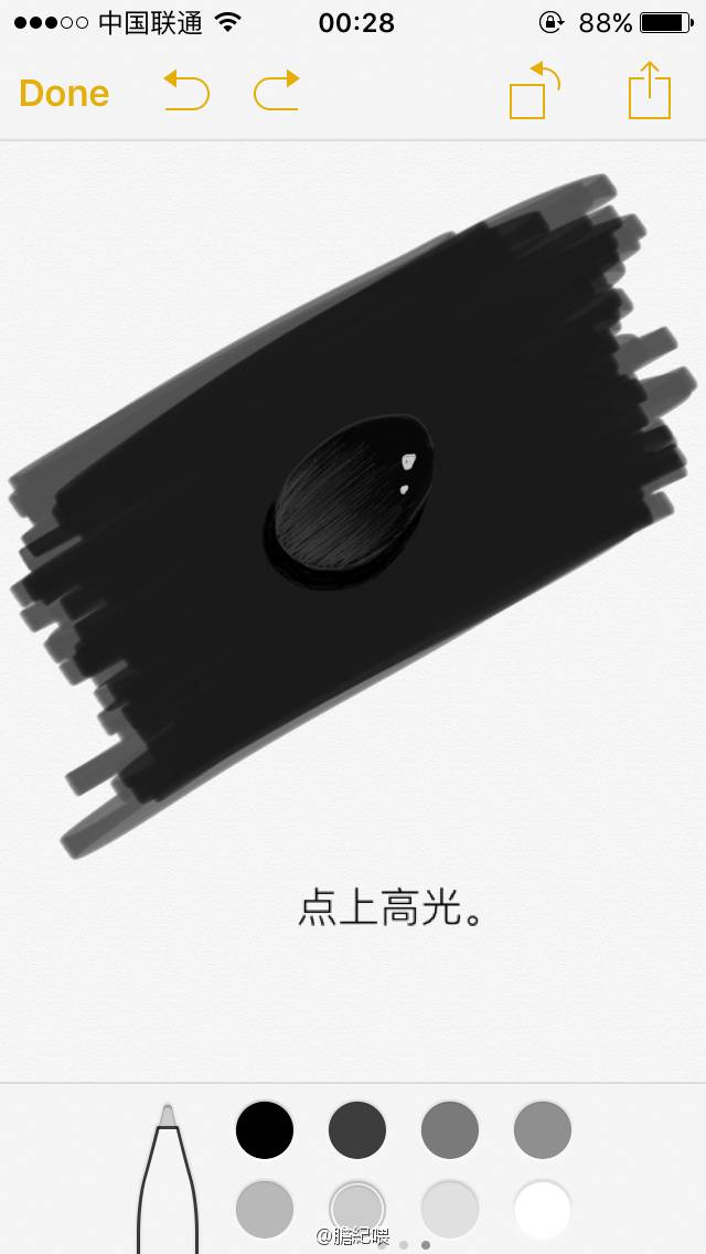 用Iphone备忘录画画的膽紀喂的水滴绘画教程