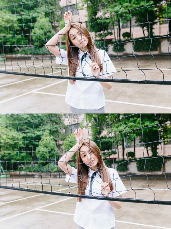 白皙养眼美女制服清新写真（3）