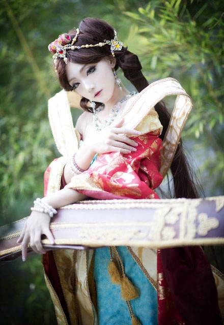 韩国萌妹AZA琴女娑娜古琴风福利COS（13）