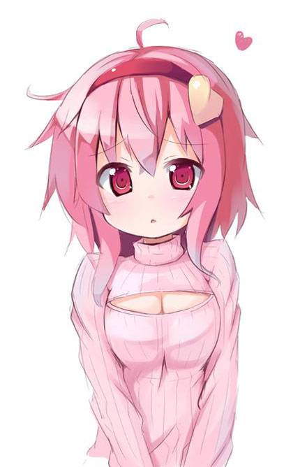 二次元高领开胸毛衣美少女美图（7）