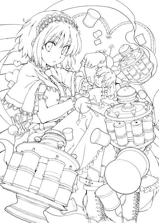 萝莉女生人物插画的线稿素材