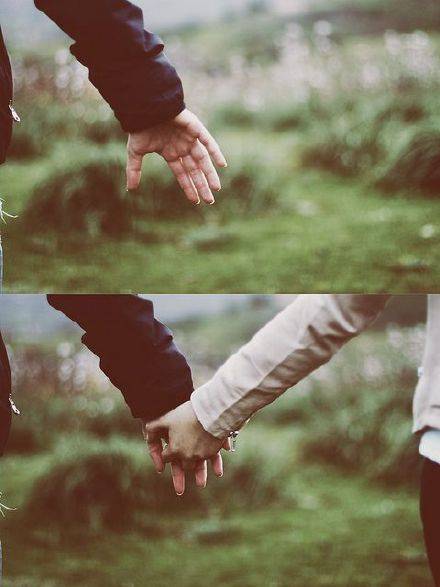 浪漫甜美的情侣牵手的唯美小清新图片