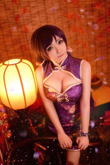巨乳美女东条希未觉醒旗袍COS（5）