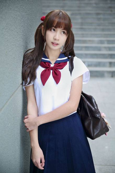甜美双马尾美女日系制服图片写真（9）