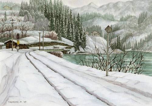 插画师松本忠的电车风光插画