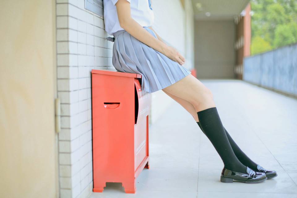 绝对领域の淡蓝色裙-550