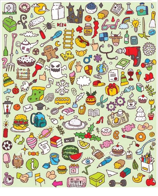 可爱的手绘简笔画手帐图标素材