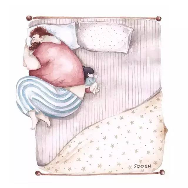 插画师Aliya Askarova关于父爱的暖心水彩画