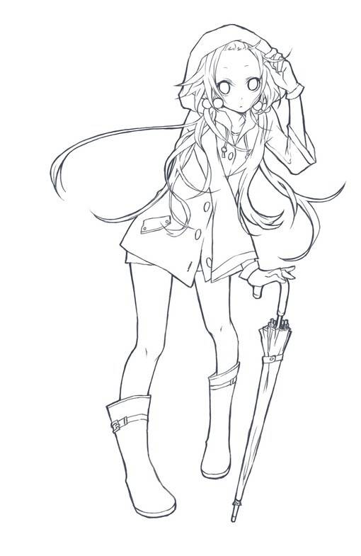 萝莉女生人物插画的线稿素材